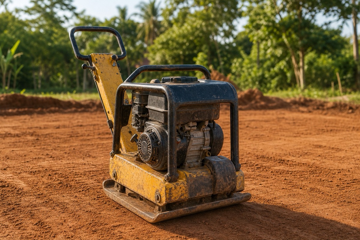 Patín compactador en obra